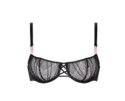 Chantelle Memento Embroidered Demi Balconette Bra Black 32B 1096