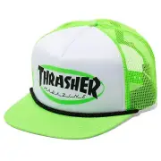 Thrasher Men's Ellipse Mag Logo Trucker Rope Snapback Hat Green