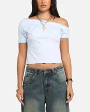 [ED HARDY] Ed Hardy Women's Aline Baby T-shirt Blue - Size S S Blue