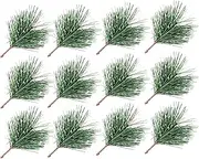 HOMSFOU 96 Pcs Artificial Pine Branch Artificial Pine Needles Small Christmas Picks Pine Needle Stems Pine Picks for DIY Garland Outdoor Plants Christmas Adornments PVC Mini Baby Pine Wood