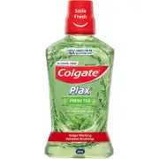Colgate Plax Antibacterial Mouthwash, 500mL, Fresh Tea, Alcohol Free, Bad Breath Control