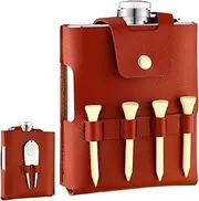 Leather Flask Sleeve - Multiple Slot Protective Sleeve Tool Belt Bag | Storage Bag, Non-Slip, Golf Accessories for Men and Women