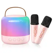 Microphones Christmas Birthday Holiday Toy Gifts Mini Karaoke Machine for Kids Adults Portable Bluetooth Speaker with 2 Wireless