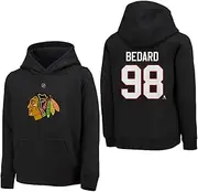 Outerstuff Connor Bedard Chicago Blackhawks #98 Boys Size Player Name & Number Pullover Fleece Hoodie
