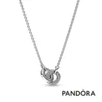 【PANDORA 官方直營】PANDORA SIGNATURE PAVE 交織釦環吊墜項鏈