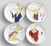 Pottery Barn PB Christmas Reindeer 7 in Appetizer Plate Set, DDPV