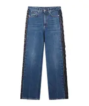 Stella McCartney High-Waist Lace-Panelled Straight-Leg Jeans 24,26,27 Blue