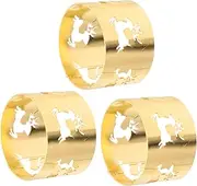 BEBEMOKO Hollow Elk Napkin Rings Christmas Reindeer Napkin Holders Iron Table Xmas Party Favors