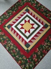 "Christmas Traditions" Handmade Quilt, Rich Reds, 100% Cotton, Machine Quilted