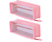 2 Pack Pencil Case For Marker Pen Pencil Stationary Bag, Clear Zipper Pencil Pouch Transparent Pen Pouch Travel Toiletry bag