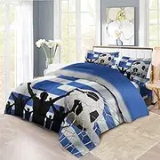 XIICOO Soccer in The Net Flag Soccer Sports Comfortcer Set Football Flags Bedding Set |1 Comforter+2 Pillowshams(3Pcs) or Sheet (4Pcs) (QUEEN-4PCS,B)