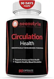 Blood Circulation Health Supplement for Vein Health & Artery Health - L-Arginine, Ginger Root, Hawthorn & Diosmin Cardiovascular Supplement - Natural Circulation Supplements - 90 Capsules by Neonutrix