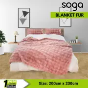 SOGA 200cm Pink Fur Fuzzy Super Soft and Cozy Fluffy Throw Blanket