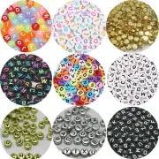 250 Assorted Acrylic Alphabet Letter Coin Beads 4X7mm Jewelry Craft Funny Beads