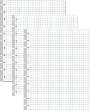 (3-Pack) A4 TUL Discbound Grid Filler Paper - 11 Disc Graph Paper, Letter Size 300Sheets / 600Pages Loose-Leaf Paper, 100gsm White Paper, 8.5'' x 11''