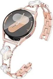 Clover Galaxy Watch 7 6 5 4 FE Band for Samsung Watch Band 40mm 44mm, 20mm Watch Straps for Galaxy Watch 5 Pro Band, Metal Bracelet for Samsung Galaxy Watch Bands, Galaxy 3 Band-Rose Gold