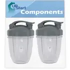 2 Pack Replacement 18 oz Cup with Flip Top To-go Lid for NutriBullet Pro Blender