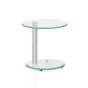 NEW Artiss Side Coffee Table Oval Tempered Glass Top 2 Tier