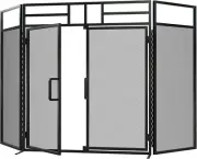 Fire Beauty 3-Panel Folding Fireplace Screen with Magnetic Hinged Doors, Solid W