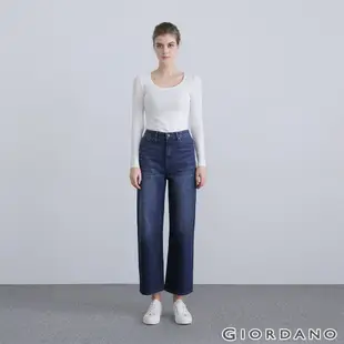 GIORDANO 女裝G-Warmer彈力圓領極暖衣 - 01 皎白