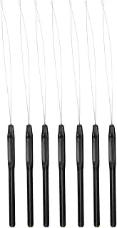 Baxnore 7PCS Professional Hair Extension Tools, Plastic Loop Needle Threader with Ergonomic Handle for Micro Link Ring Installation, Salon Grade Crochet Hooks