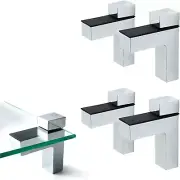 4 Pcs Adjustable Wood/Glass Floating Shelf Brackets Wall Mount (Polished Chrome)