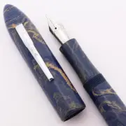 Ranga 8B Torpedo Premium Ebonite Fountain Pen - Blue & White, JoWo #6 Nibs, C/C