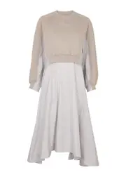 3.1 Phillip Lim Layered Cotton Sweatshirt Dress - Beige - L L