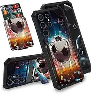 [BREIDMKFM] for Galaxy A13 5G Phone Case,for Samsung A13 Phone Case with Screen Protector & Kickstand & Card Holder Dual Layer Hybrid Shockproof Phone Case for Samsung A13 5G,Colorful Soccer Ball