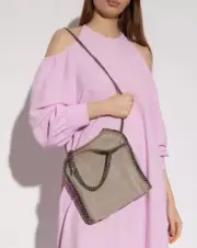 Stella McCartney Falabella Linen Chain Shoulder Strap Vegan Tote Bag