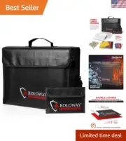 Large Fireproof Bag 17x12 for Documents & Valuables - Water Resistant & Secure
