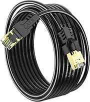 YSONG Cat 8 Ethernet Cable 20ft,High Speed 40Gbps,2000Mhz,26AWG,Gold Plated RJ45 Connector,for Outdoor&Indoor Weatherproof UV,for/PC/Modem/Router/Gaming,Faster Than Cat7/Cat6/Cat5