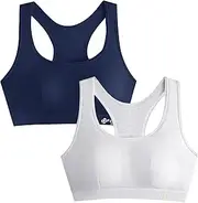 [Phennie's] Girls Sports Bra for Teens with Breathable Pads Soft Training Bras, Big Girls Sports Racerback Bra Comfort - 2 Pack