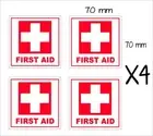 FIRST AID Stickers FOUR (4) 70 mm each
