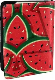 [JEJEA] Red Watermelon Print Travel Organizer Credit Cards Case Passport BookPassport Holder Cover Wallet forTraveling,, Black, One Size