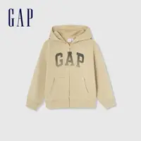 在飛比找momo購物網優惠-【GAP】男童裝 Logo連帽外套-卡其色(429331)