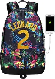 Basketball L-eonard Ball Storage Backpack Sports Equipment Depositary Multifunctional Bag for Men Women (Red Pattern 1)