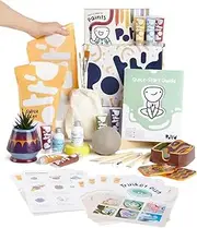 Pott'd™ Home Air-Dry Clay Pottery Kit for Beginners, Pottery Kit for Adults. Kit Includes: Air-Dry Clay for Adults, Tools, Paints, Brushes, Sealant, How-to-Guide, Gift - Retro Paints