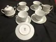 4 sets Noritake Savannah Tea Coffee Cups & Saucers Platinum Trim #2031