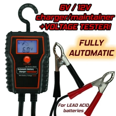 Battery Charger Maintainer for 6V/12V AGM GEL WET Battery Vehicles