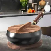 Iron Wok Pan Easy to Clean Sturdy Cooking Pan Stir Fry Pan for Induction Gas