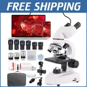 LED Dual Lighting Binocular Microscope with 40X-2000X Magnification for Research
