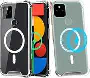 for Google Pixel 5 Case, Compatible with MagSafe, Military-Grade Protection, Non-Yellowing, Scratch-Resistant Back, Magnetic Phone Case, Clear