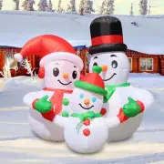 Christmas Snowman Family Airblown Inflatable Decor Blow Up Holiday Lawn Xmas LED