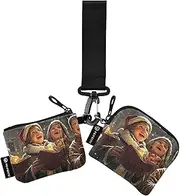 [XYMZR] Mini Zip Around Wristlet keychain Wallet Christmas Singing Snow for Women Personalized Pattern Detachable Dual Pouch Wristlet Portable Wallet Phone Coin Purse, Multi-colored, One Size