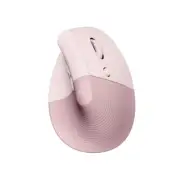 Logitech Lift Vertical Ergonomic Mouse - Rose, Wireless, BT, Quiet clicks