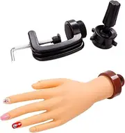 BATHVEVE Nail Art Practice Hand Model with Bracket Flexible False Nail Training Tool for Salon Home Use Realistic Simulation Hand for Artists Beginners