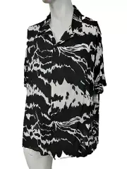 INC INTERNATIONAL CONCEPTS Black White Silky Rayon Button Shirt Big Tall 2XB NWT