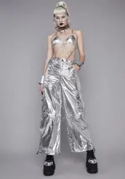 [Widow] Cyberpunk Cinema Metallic Cargo Pants