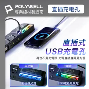 Polywell 電源延長線 4切3座 5切4座 7切6座 6尺/9尺/12尺 延長線 三孔 新版安規 台灣製造